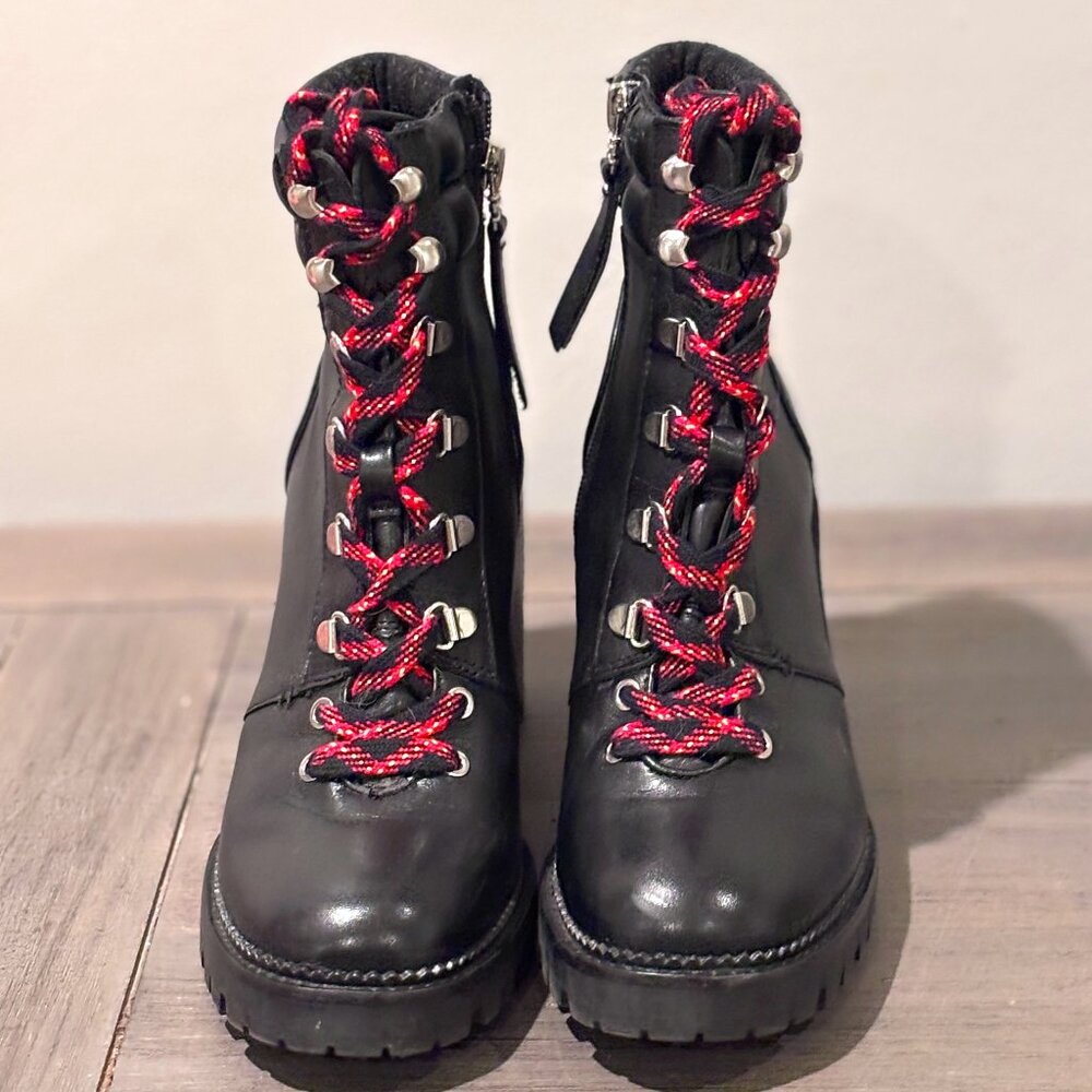 Sam Edelman Stacked Heel Black Leather Boot